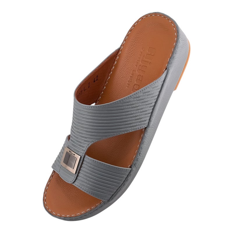 AJYAD Handmade Arabic Sandals For Men | Outdoor Mens Slippers | Everyday Flip Flops Open Toe | Arabic Genuine Shamwa Leather | New Design | Tan Footbed | Comfortable & LightWeight - Image 3